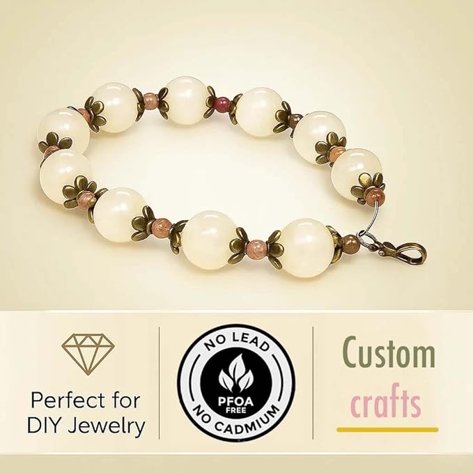 Antique Brass Spacer Bead Caps Set – 600Pcs Mixed Tibetan & Bali Style Beads Caps for Jewelry Making | Fits 8–14mm Beads | Silver, Brass & Copper Metal Bead Caps for Bracelets, Necklaces, Earrings