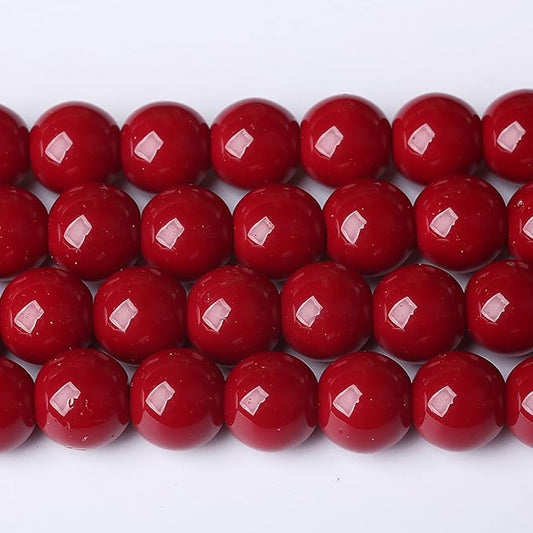 8mm 45pcs Pomegranate Red Glass Gemstone Beads Natural Round Loose Crystal Energy Stone Healing Power for Jewelry Making 1 Strand 15" (8mm, Pomegranate Red Glass)
