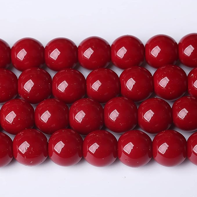 6mm 61pcs Pomegranate Red Glass Beads Natural Round Loose Beads Crystal Energy Stone Healing Power for Jewelry Making 1 Strand 15" (6mm, Pomegranate Red Glass)