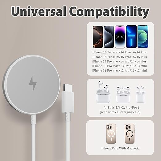 [Apple MFi Certified] Magnetic Charger for iPhone 17 16e, 10FT 2Pack Fast Charge for Apple MagSafe Wireless Charger, Long Wireless Mag Safe Charging Pad for iPhone 17 Pro Max/17 Air/16 Pro/15/14/13/12