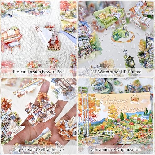 Autumn Landscape PET Sticker Book, Diecut Stickers for Journaling - Image 4