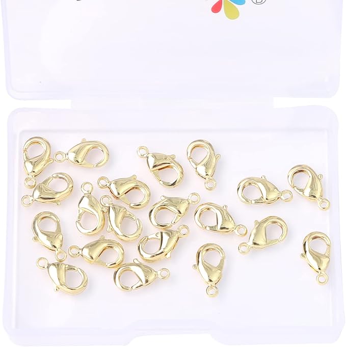 14K Gold Plated Lobster Clasps Non Tarnish 12mm 20pcs for Jewelry Making Findings