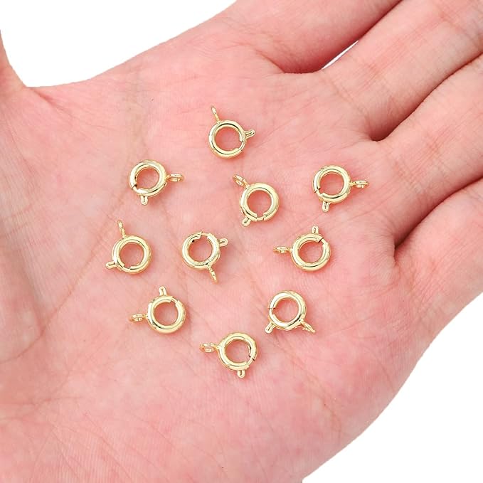 14K Gold Plated Spring Clasps Non Tarnish 7mm 20pcs for Jewelry Making Findings