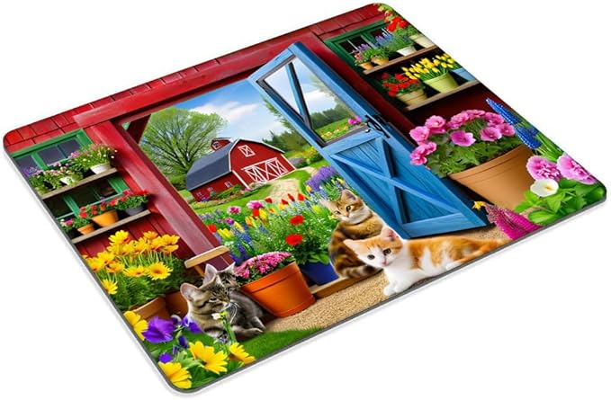 Square Mouse Pad Garden Farm,Gaming Mouse Pads for Desk,Soft Computer Waterproof Non-Slip Mouse Mat