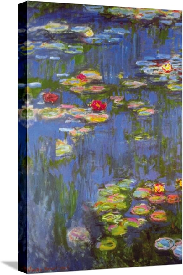 ART.COM Stretched Canvas Print Water Lilies No. 3 by Claude Monet, 12" x 18"