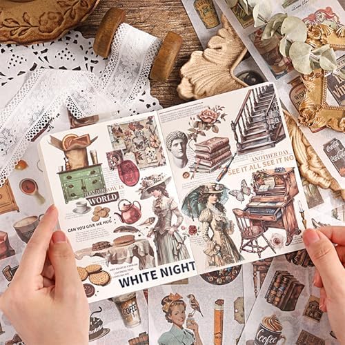 478pcs Pre-Cut Vintage Scrapbook Sticker Book for Adults and Teens, Washi Stickers for Scrapbooking Supplies,Journaling Stickers Aesthetic Ephemera for Junk Journals, DIY Crafts Arts Decorative - Image 4