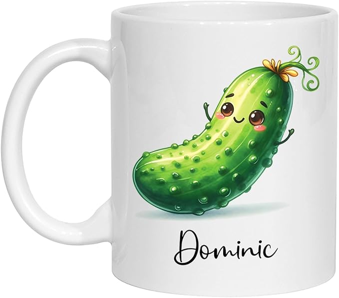Personalized Cucumber Coffee Mug Gift For Cucumber Lover Birthday, Customized Name Cucumber Ceramic Cups, Vegetable Enthusiast's Mugs, Cucumber Fruit Travel Porcelain Cup 11oz 15oz, Cucumber Gift