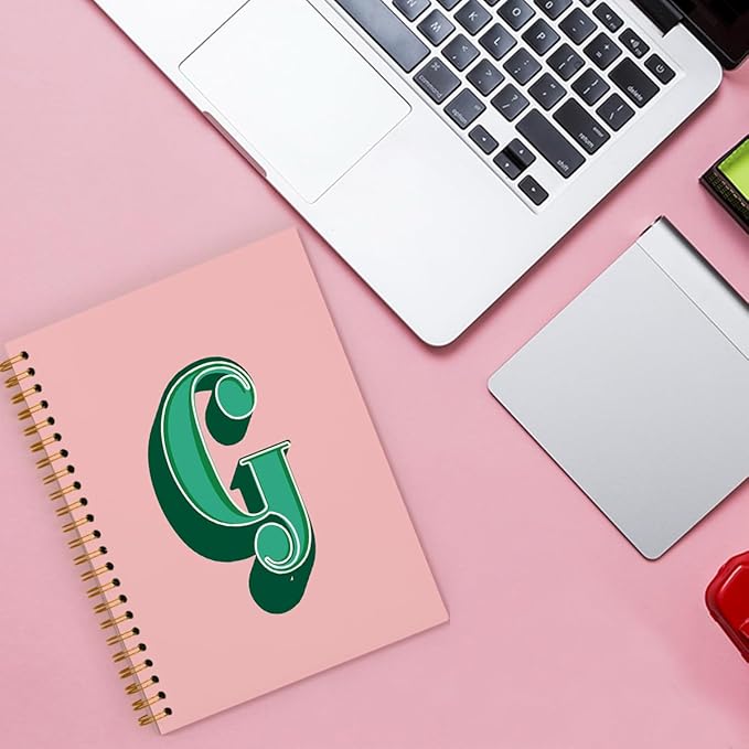 ShowDraven Vintage Initial Letter G Notebook, Personalized Gifts Notebook, Custom Notebook Journals for Writing, Customized Gifts, Monogrammed Gifts for Women, Hardcover Spiral Notebook 5.5 x 8.3