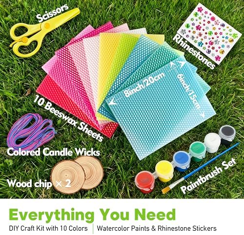 SMEAGOLORIYA Moldable Wax Candle Craft Kit - DIY Sculpting Set with 10 Colorful Sheets, Paints, Stickers & Wooden Display Stand - Creative Gift for Family Activity, Hobby Project - Image 5