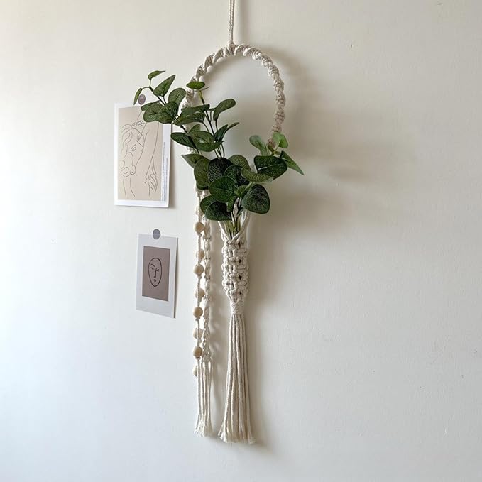 Avoik Macrame Wall Hanging, Boho Woven Wall Decor Handmade Chic Wall Art Hanging Tapestry Decoration Modern Bohemian Wall hanging Decor for Bedroom Living Room Farmhouse Apartment Dorm, Beige