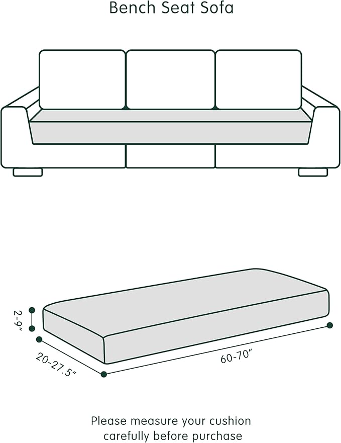 CHUN YI Stretch Couch Cushion Cover Suitable for 3 Settee, Individual Replacement Sofa Seat Slipcover with Elastic Spandex Jacquard Fabric(Large,Ivory White/Cream)