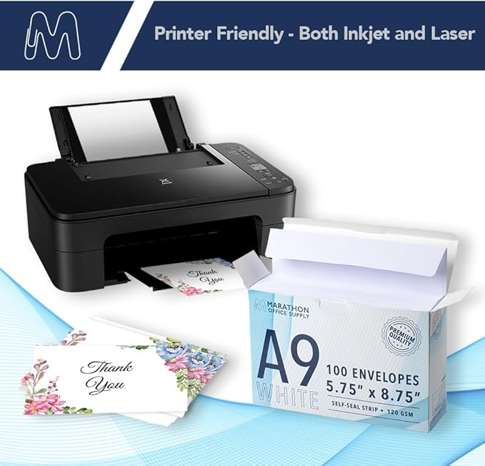 MOS A9 White Envelopes 5.75 x 8.75 Inch 100 Pack — Self-Seal Heavyweight Invitation Envelopes for Greeting Cards, Card Making, RSVP, Wedding Invitations, Business Mailings