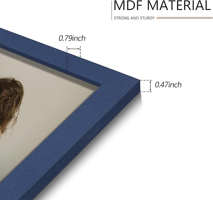 11x14 Picture Frame Set of 9 Photo Gallery Wall Frame Set Display Pictures 8x10 with Mat or 11 x 14 Without Multi Photo Frames for Wall Mounting or Table Top Display, Blue