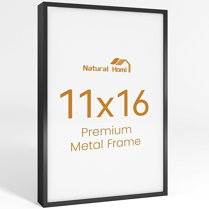 11x16 Aluminum Metal Picture Frame,Tempered Glass Black Photo Frame 11x16 for Family Photo,Posters,Art,Document to Wall Mount Horizontally or Vertically
