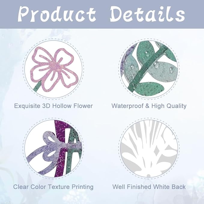 Bochino 3 PCS Metal Flowers Wall Arts, Rustic Farmhouse Decor Minimalist Flower Wall Decors for Living Room Bathroom Bedroom Dining Room Kitchen, Perfect Housewarming Gifts (I-Purple)