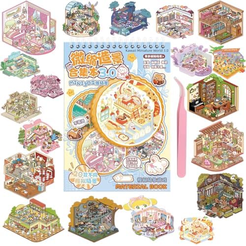3D Miniature Room Sticker Book, Blue by KernoKost