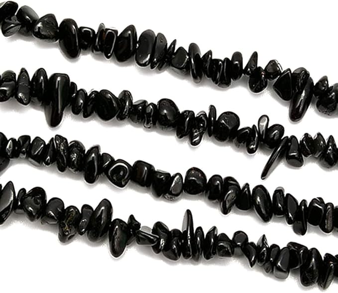 Gemstone Chips Natural Black Tourmaline 3-5mm Healing Crystals Waist Bracelets Necklace Kit Irregular Stone DIY Crafts Design Jewelry Making Approxi 32 inch