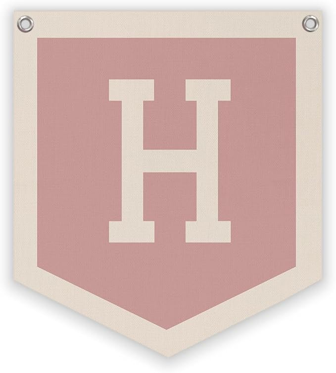 Lacama Pink Initial Personalized Preppy Banner, Baby Shower Decor Gifts, Wall Decor for Women Teen Girl, Vintage Room Decor Toddler Room Bedroom Playroom Front Door Birthday Gift(H)
