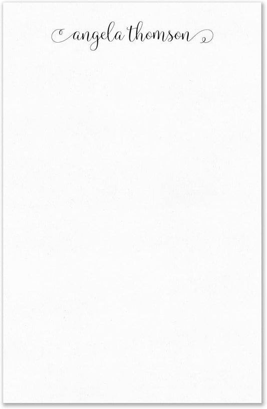 Personalized Notepad Stationery with Name in Lowercase Font, Available in 4 Sizes, Lined or Unlined in Choice of Colors, Note Pad Memo To Do List Pad (Font Style #2)