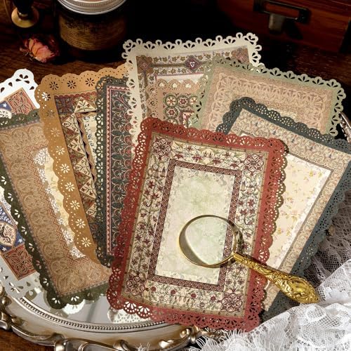 30 Sheets Lace Edged Vintage Scrapbook Paper, Assorted Set - 3 Pack Background Stationery Paper Ephemera for Junk Journaling Supplies, Scrapbooking, Collage, Letter Writing - Image 4