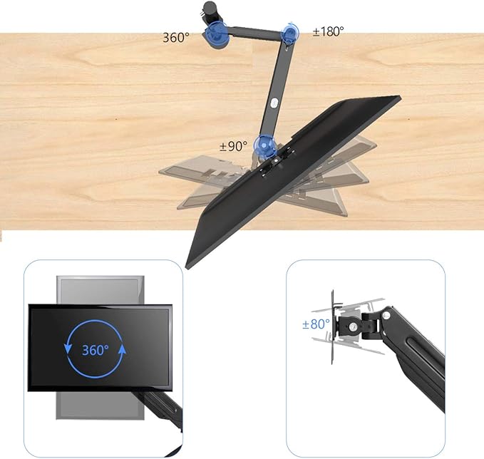 Suptek Single Monitor Mount Stand-Height Adjustable Gas Spring Monitor Arm Desk Mount for Computer Screen 32 inches,VESA Bracket with Clamp Grommet Mounting Base-Hold up to 13.222lbs (MD8411)