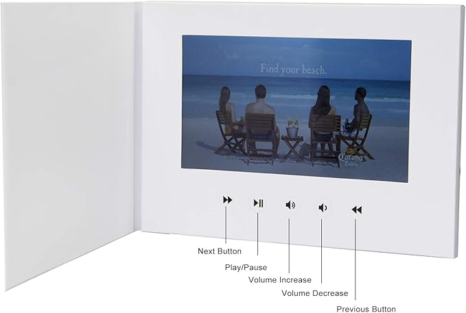 Video Greeting Card, Digital Brochures 7 inch for Special Holiday, Birthday Gift, Wedding, Anniversary, Marketing Rechargeable and LCD Screen for Video, 4G Memory