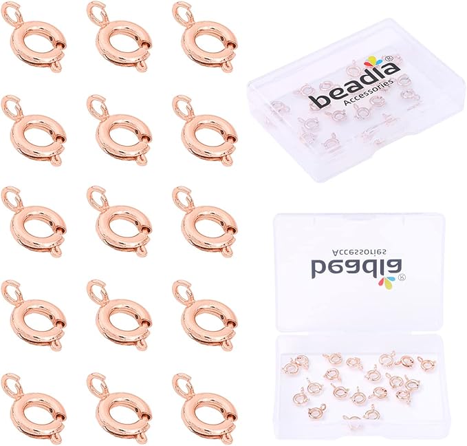 Rose Gold Plated Spring Clasps Non Tarnish 6mm 20pcs for Jewelry Making Findings