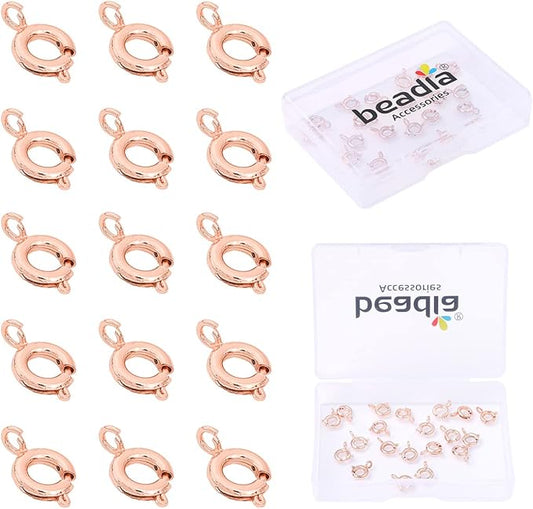 Rose Gold Plated Spring Clasps Non Tarnish 6mm 20pcs for Jewelry Making Findings