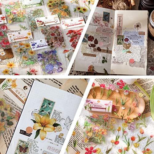 BLEDS 141 PCS Scrapbook Stickers Supplies, 120 PCS Nature Flower Self-Adhesive Stickers Plus 21PCS Big Size Scrapbooking Stickers Journaling Kit for Junk Journal Craft Card Making Decorative - Image 5