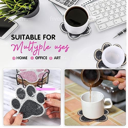 10 pcs Diamond Painting Coasters | Diamond Art Coasters | Dog Paw Diamond Art Painting | Perfect Art Craft Gift for Dog Lover, Dad, Mom, Grandparents, Brother, Sister. - Image 6