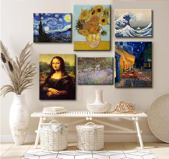 Mona Lisa Canvas Print Wall Art, The World Classic Art Reproductions by Leonardo DaVinci, Stretched Framed Painting Picture Poster Wall Decor for Living Room Bedroom 16x24 inch