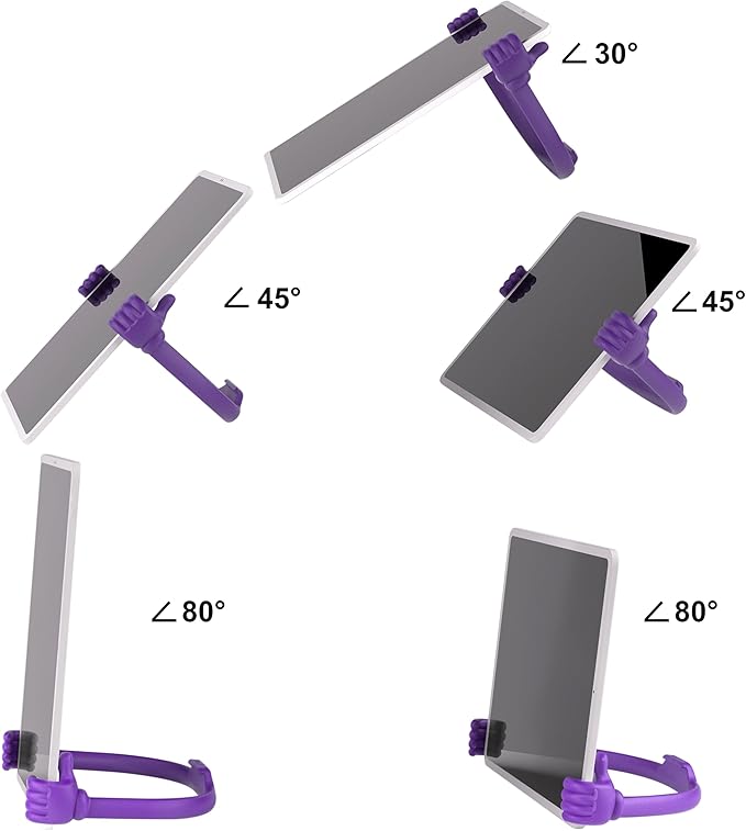 Honsky Adjustable Tablet Stand, Portable Phone Holder for Desk Bed - Multi-Angle Drawing Stand Compatible with All Tablets (Purple & Green)