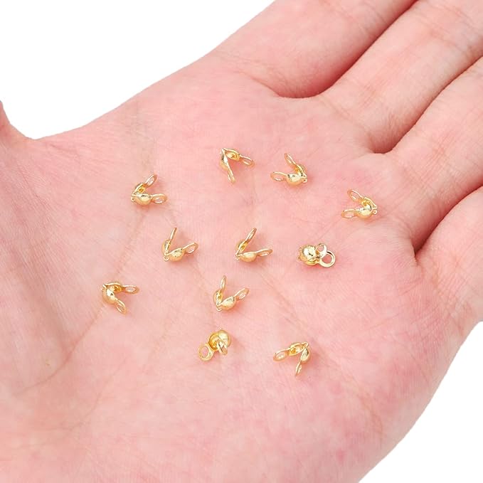 14K Gold Plated End Caps Non Tarnish 3x6mm 200pcs for Jewelry Making Findings