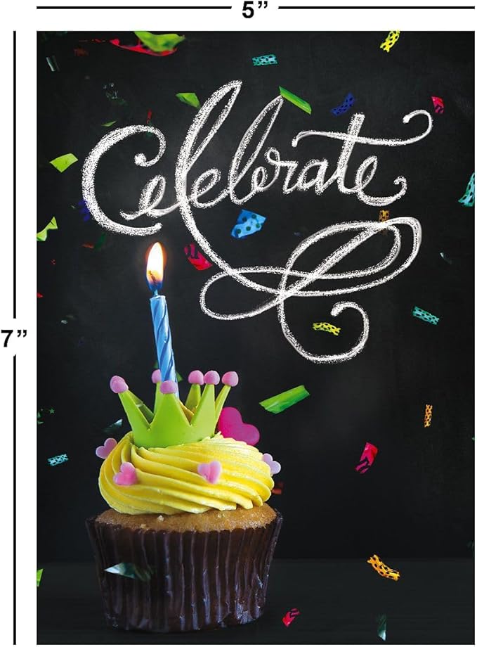 Current Blackboard Happy Birthday Greeting Card Set - Value Pack of 20 Cards With White Envelopes, 10 Designs, Large 5" x 7" Assortment