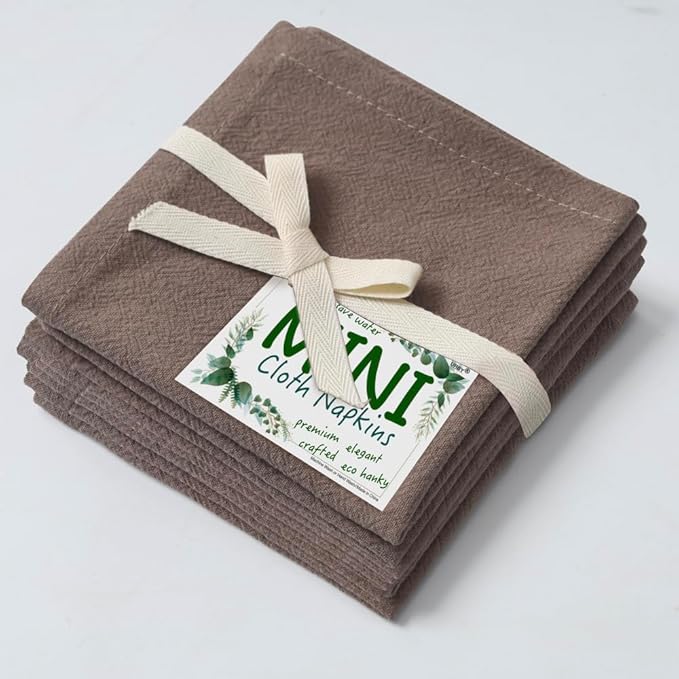 Urby Eco Hanky 10x10in Reusable Linen/Cotton Napkins. Small Cloth Napkins. Eco Friendly. Ideal Use As Kids Napkins for Lunch. Dinners. Occasions Like Weddings,Birthday,Cocktail Parties. (KH,6pk)