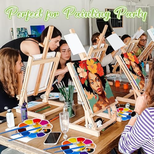 Motipuns 6 Set Pre Drawn Canvas for Painting for Adults Sip and Paint Kit with Easels 8 x 10 Inches Paint Party Kit with Printed Canvas Paints Brushes Palette Apron(Beauty and Flowers) - Image 4