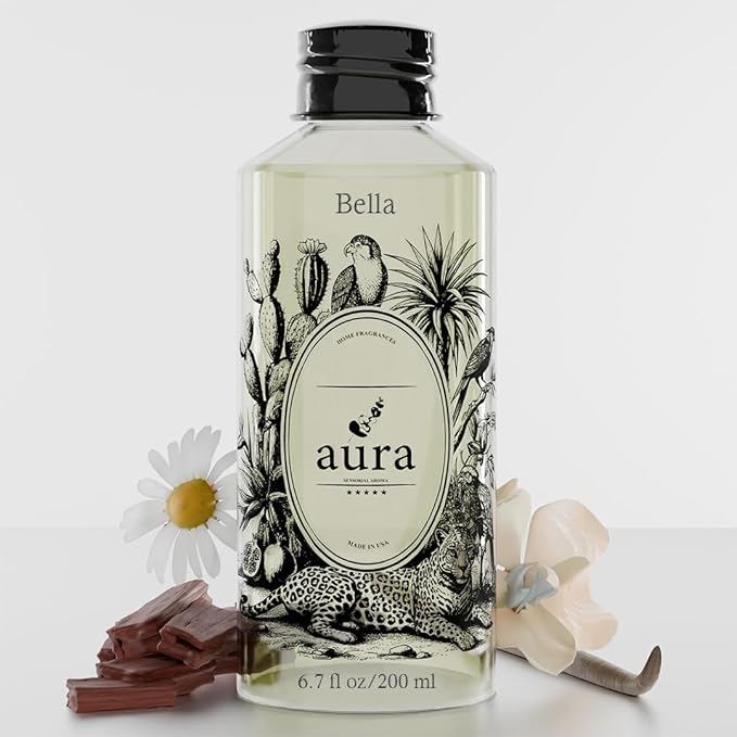 A U R A - Bella (Santal) Fragrance Oil for Waterless Scent Diffuser - Inspired by L. Labo Santal | 6.7 fl oz / 200 ml Essential Oil Blend for Aromatherapy & Hotel Collection Diffuser
