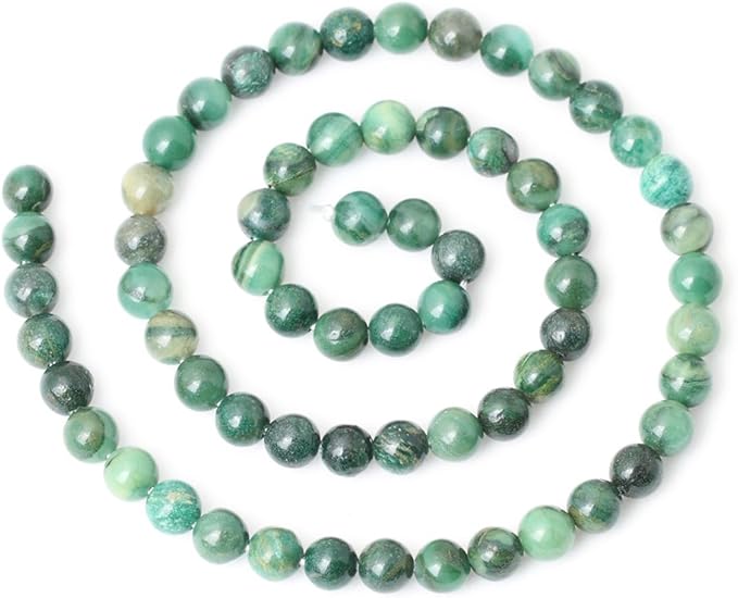 60PCS 6mm Natural Verdite Stone African Jade Gemstone Round Loose Beads for Jewelry Making DIY Findings 1 Strand 15"