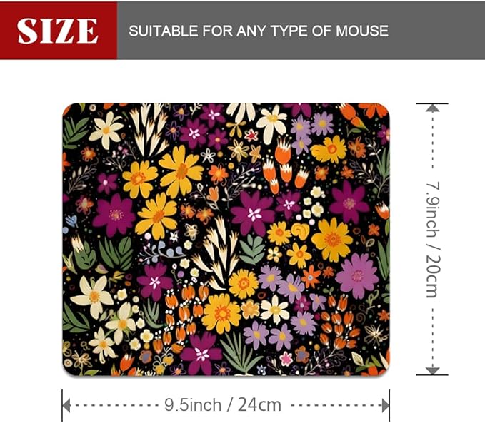 Falling for You Plum Floral Texture Mouse pad, Square Waterproof and Anti Slip Mouse pad for Office laptops