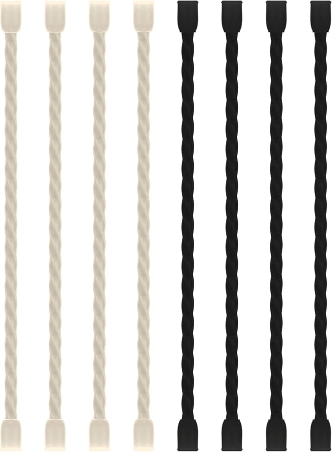 8PCS Silicone Cable Ties 6 Inch Reusable Twist Ties Steel-Core Cable Tie Straps Organizer All Purpose Bendable Cord Tie for Indoor Outdoor Bundling Holding Securing and Wrapping (Black White)