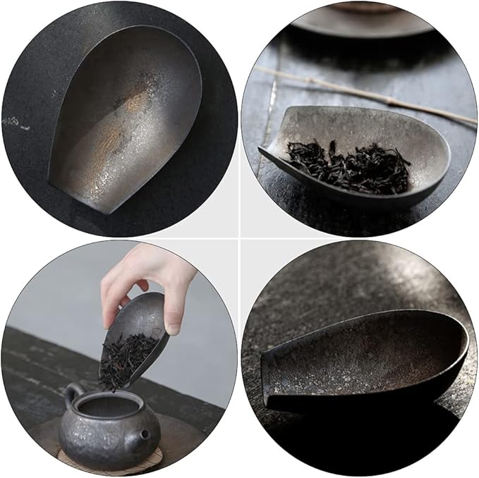 YARDWE Chinese Tea Scoop Porcelain Cha He Tea Vessel Salt Coffee Flour Shovel Loose Leaf Tea Presentation Gongfu Tea Accessory Essential Tools