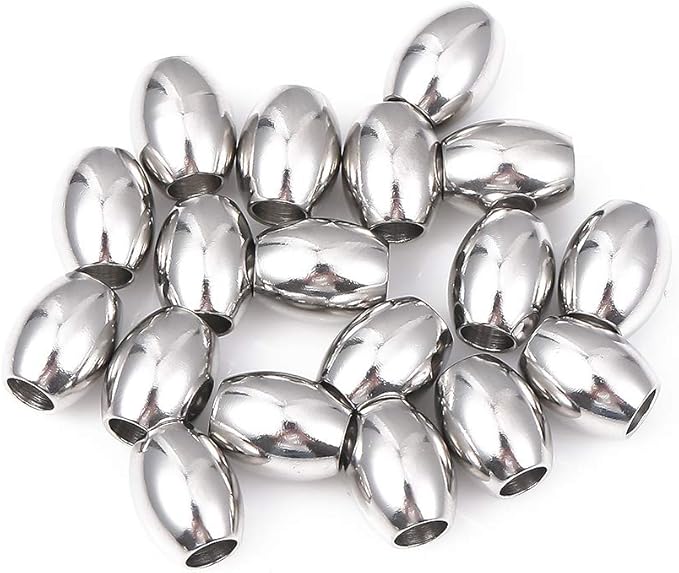 Stainless Steel Spacer Beads 10x8mm Oval Loose Charm Caps Beads for DIY Jewelry Making 20pcs with 4mm Hole