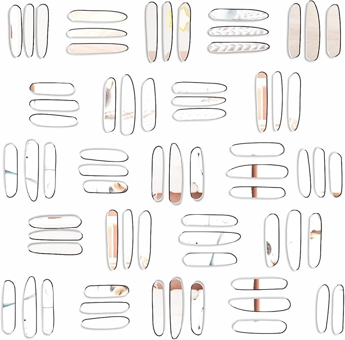 162pcs Stripe Wall Decals Silver Acrylic Mirror Wall Decor Stickers Mirror Tiles for Walls Accent Peel and Stick Decals Irregular Stripe Vinyl Murals for Living Room Bathroom Office Farmhouse Decor