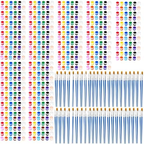 50 Pack Mini Acrylic Paint Set, 12 Colors Washable Acrylic Paint Strips with 100Pcs Painting Brushes for Kids&Adults Paint, 700PCS Kids Painting Kit for Birthday Party Favor, Classroom, Art Gift by Celepen