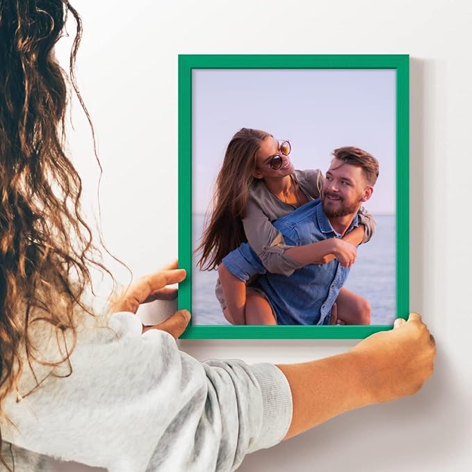 Renditions Gallery 11X14 Custom Photo Prints with Real Wood Picture Frames. Create Personalized Photos with Peel & Stick Photo Frames. Single, Green Frame