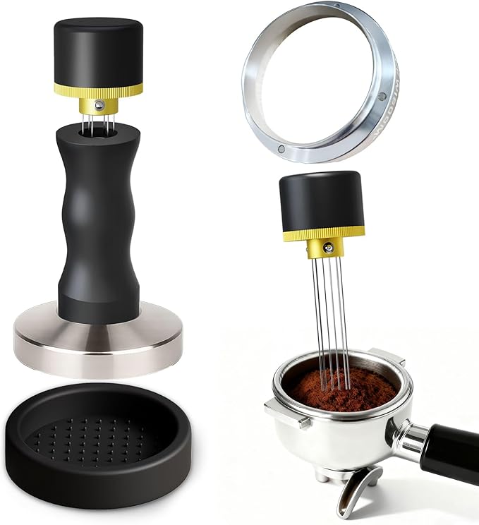 Espresso Accessories Kit, 2-in-1 Espresso Tamper and WDT Tool, 51mm Coffee Tamper with 304 Stainless Steel Needles, Espresso Accessories Gift for Home Baristas