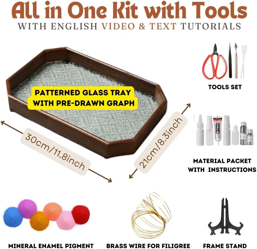 Cloisonne Filigree Enamel Paint by Numbers Kit, All in One with Tools, DIY Craft, Starter Set for Adults and Beginners, Easy Instructions, Hobby for Adults Teens Elderly Handmade Home Decor Gifts - Image 2