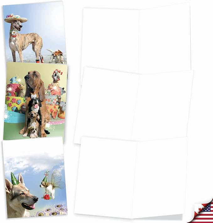 The Best Card Company - 10 Blank Dog Greeting Cards for All Occasions (4 x 5.12 Inch) - Puppy Love M6546OCB