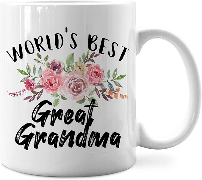 IWXYI Great Grandma Mug, World's Best Great Grandma Ceramic Coffee Mug Cup 11 Ounce