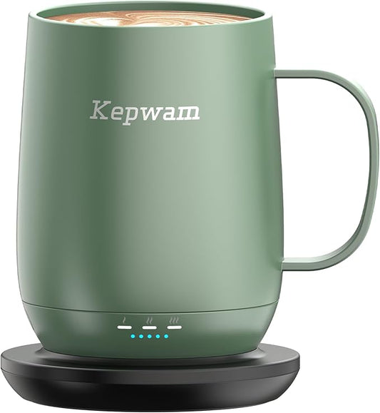 Self Heating Coffee Mug T2, 16oz Smart Heated Coffee Mug, 150 Min Battery Life - Hot up to 149℉ Temperature Control Coffee Mug Warmer, Gifts for Dad Mom (No APP)